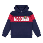 Moschino Kids Felpa Blu con Cappuccio con Logo per Bambini