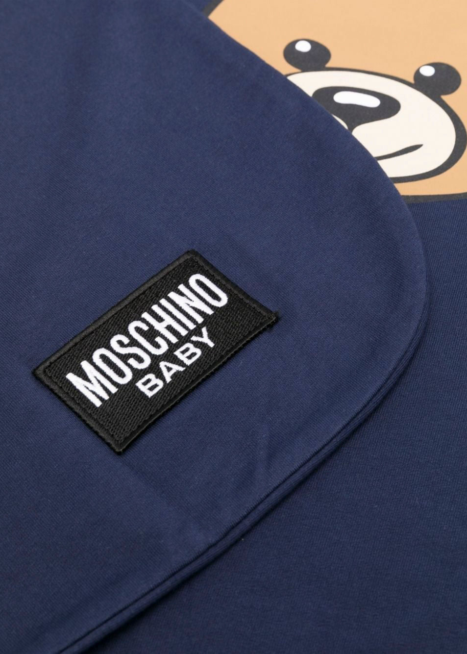 Moschino Kids Coperta Blu con Logo Teddy Bear