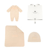 Elisabetta Franchi La Mia Bambina Kit Tutina + Coperta e Cappello Rosa per Neonate