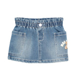 Moschino Kids Gonna in Denim con Tasche e Logo per Neonate