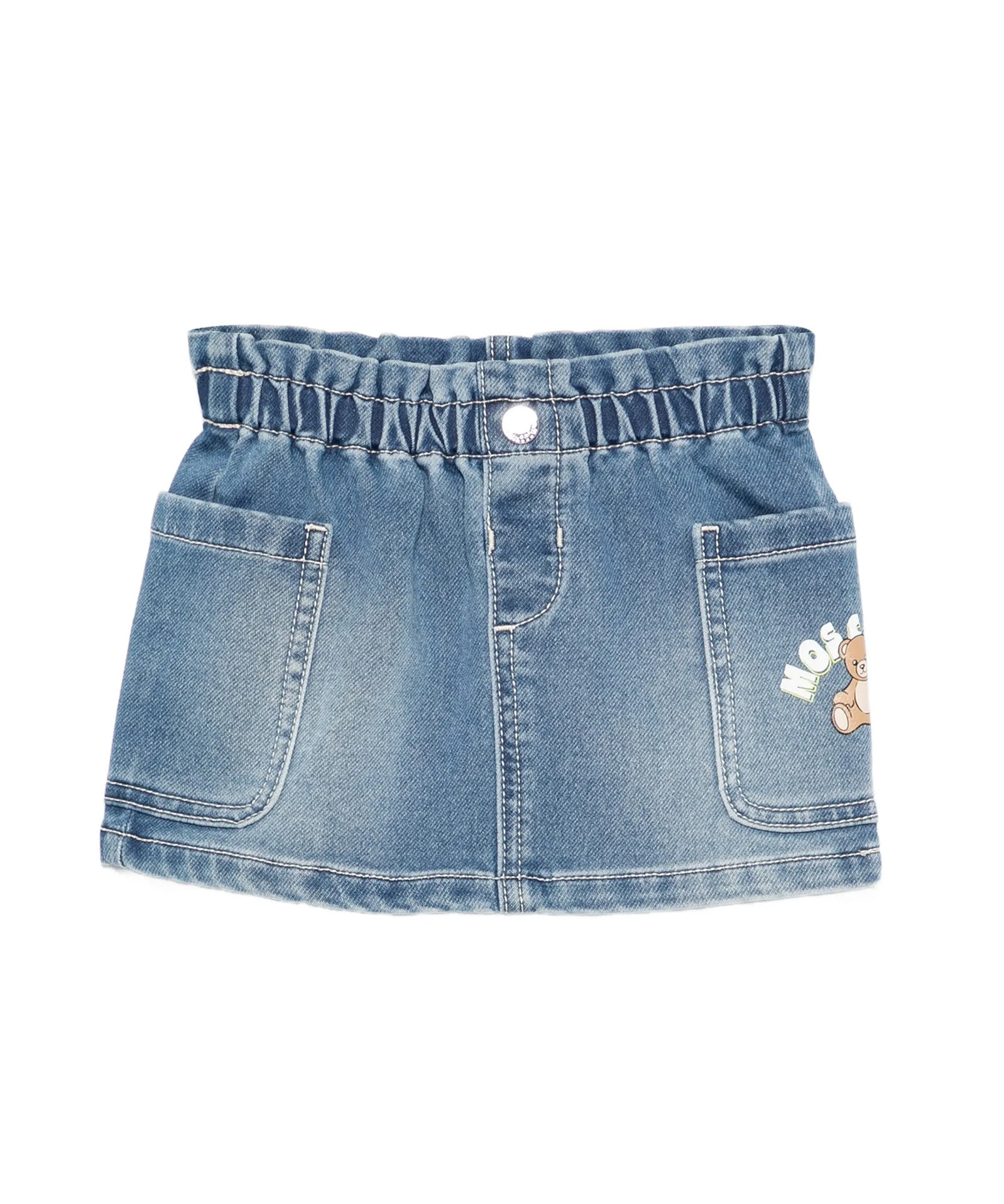 Moschino Kids Gonna in Denim con Tasche e Logo per Neonate