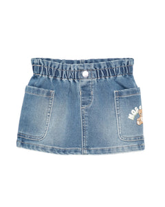 Moschino Kids Gonna in Denim con Tasche e Logo per Neonate