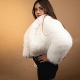 Yes London Kids Giacca Ecovolpe Bianca collo sciallato per Bambine