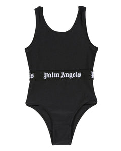 Palm Angels Kids Costume Nero con Banda Logata per Bambine