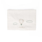 Marlù Quadrato Bianco con Ricami Verde Salvia per Neonati