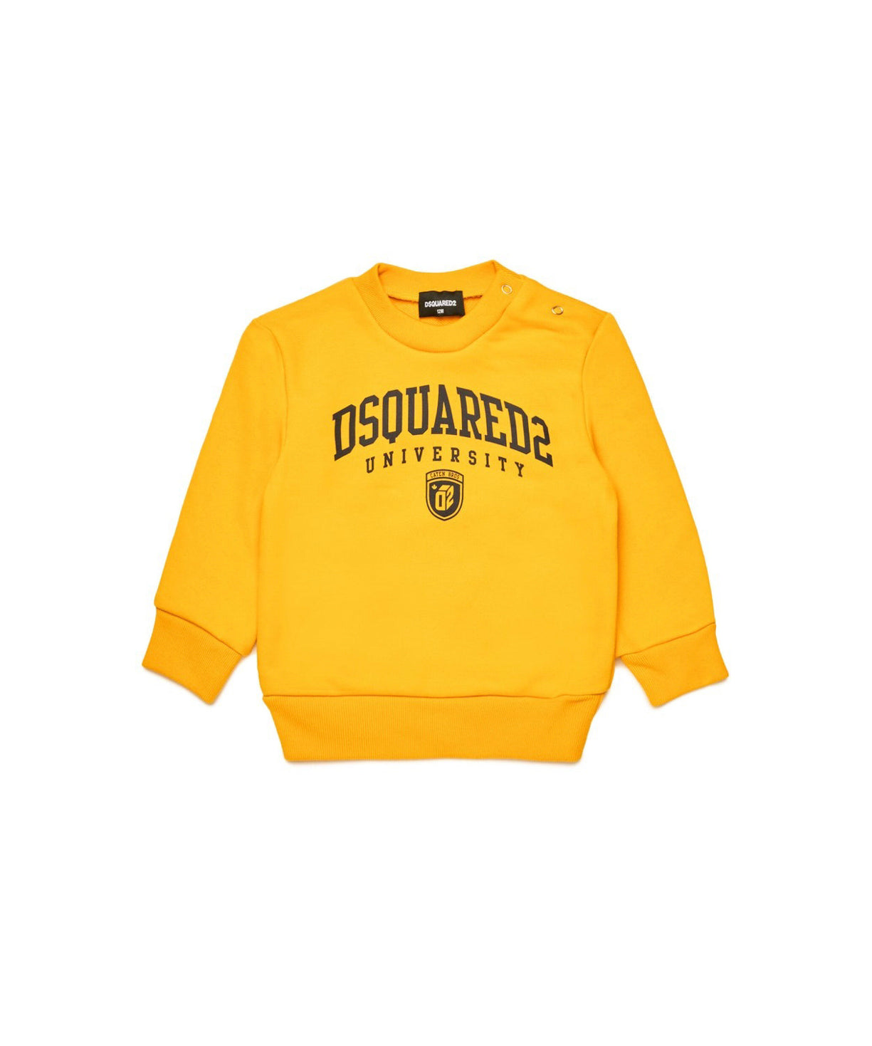 Dsquared2 Kids Felpa Girocollo Gialla con Stampa per Neonati