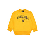 Dsquared2 Kids Felpa Girocollo Gialla con Stampa per Neonati