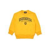 Dsquared2 Kids Felpa Girocollo Gialla con Stampa per Neonati