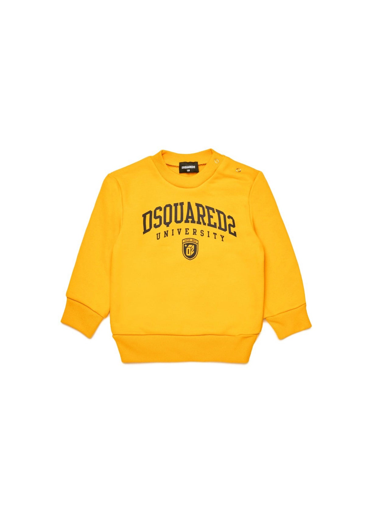 Dsquared2 Kids Felpa Girocollo Gialla con Stampa per Neonati