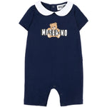 Moschino Kids Pagliaccetto Blu con Logo Teddy Bear per Neonati