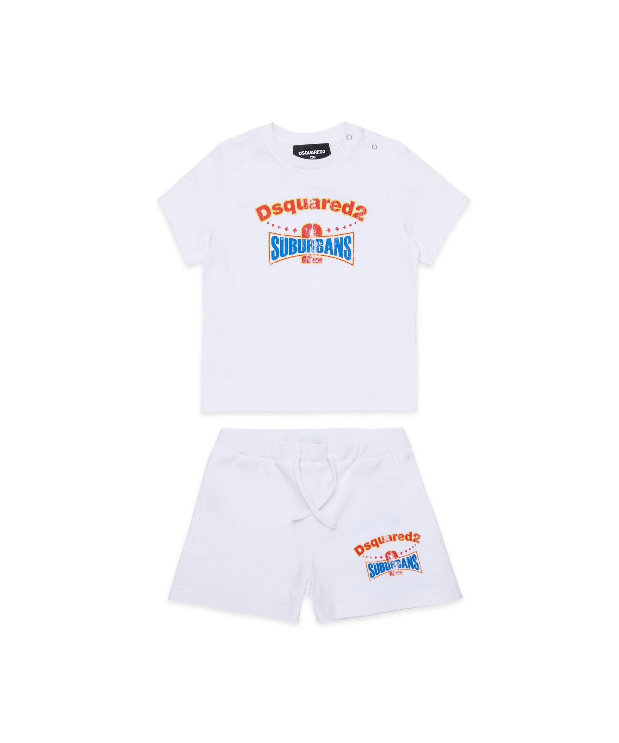 Dsquared2 Kids T-shirt Bianca con Shorts per Neonati