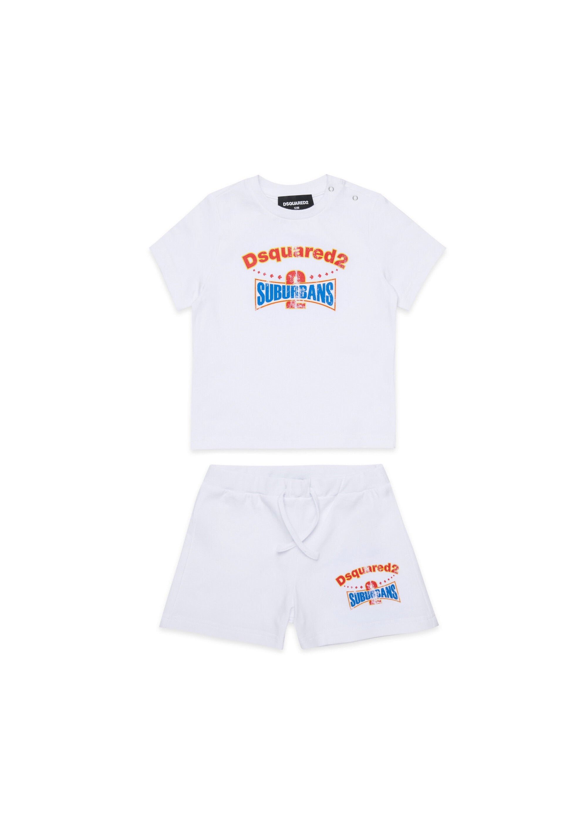 Dsquared2 Kids T-shirt Bianca con Shorts per Neonati