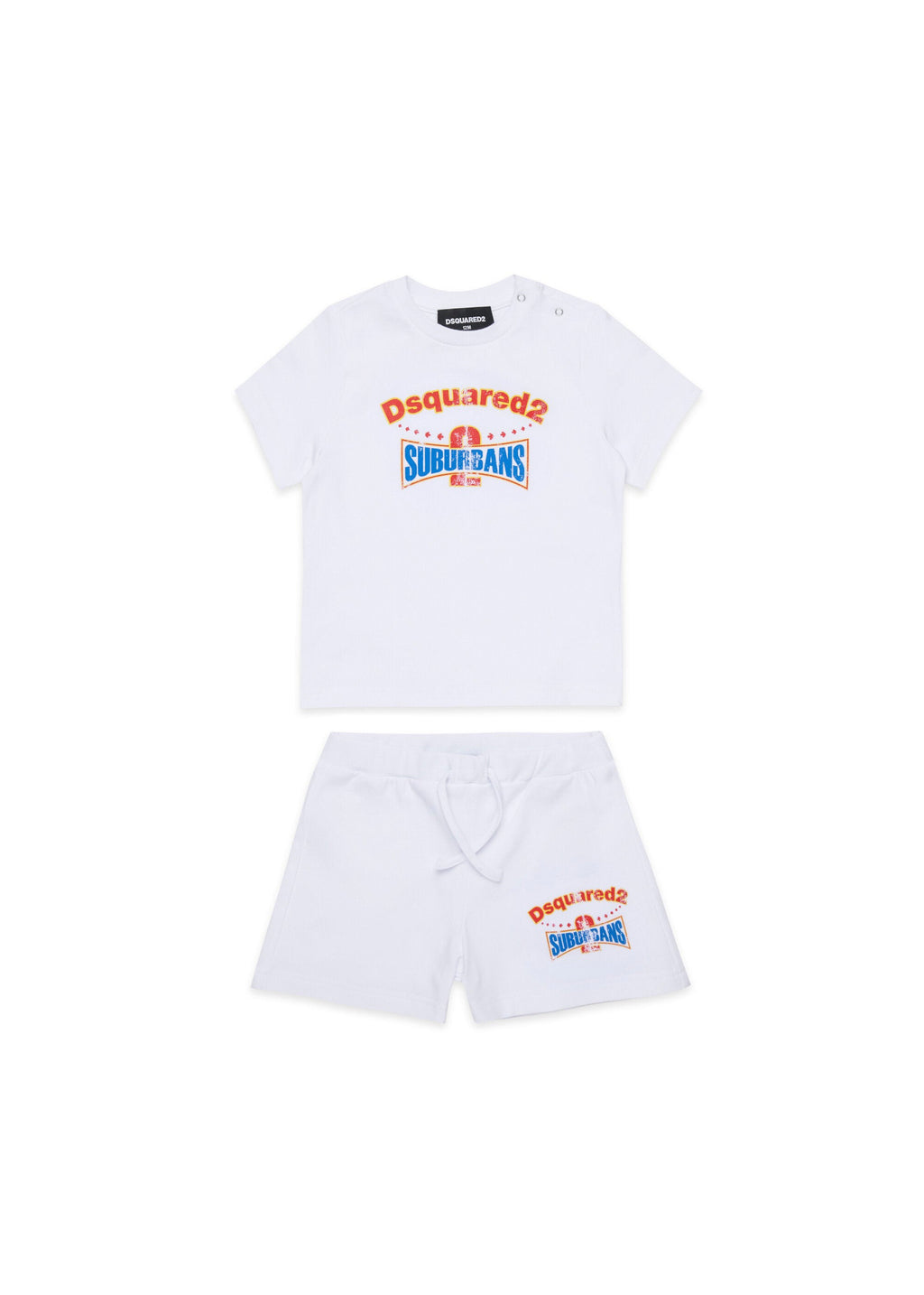 Dsquared2 Kids T-shirt Bianca con Shorts per Neonati