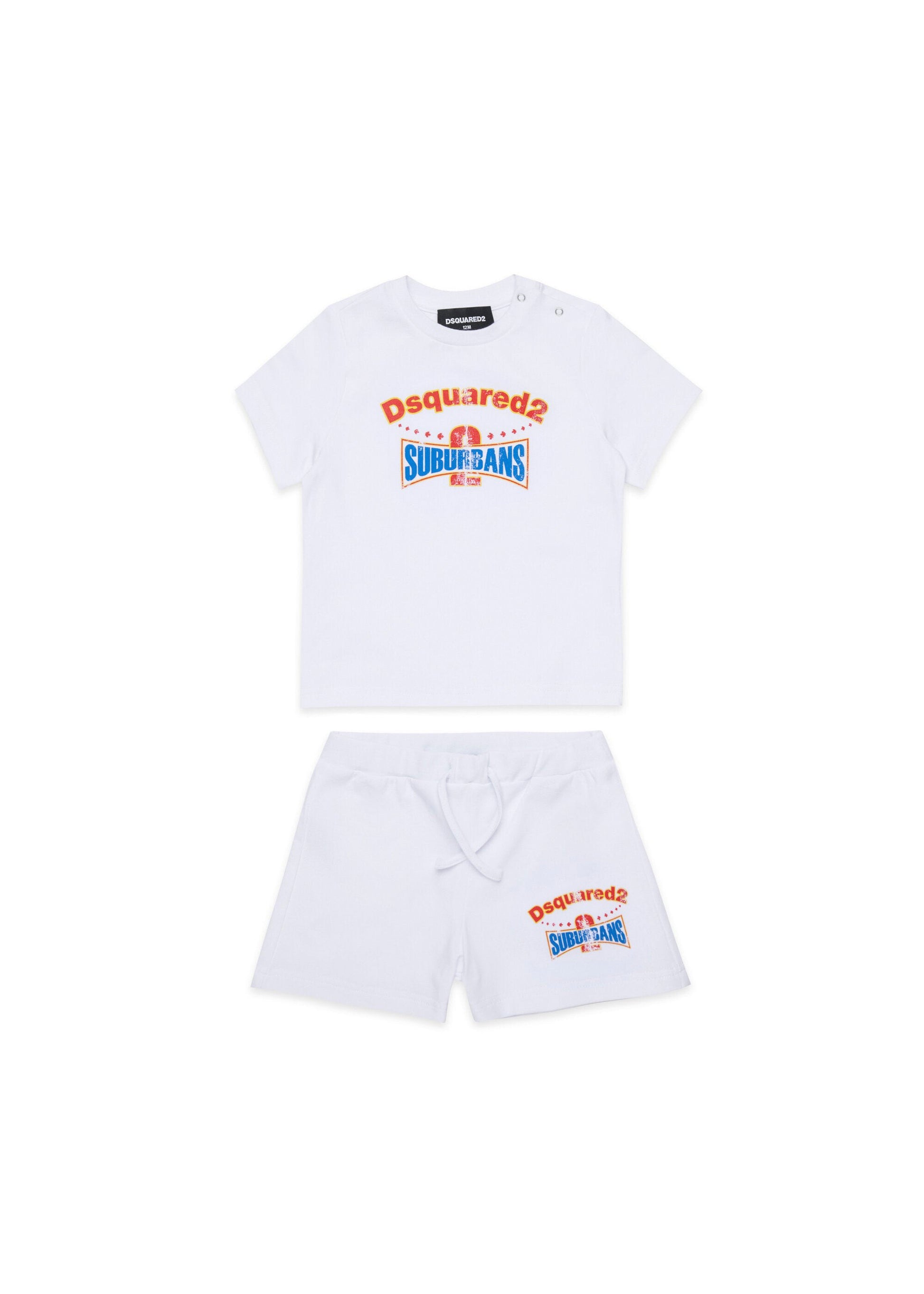 Dsquared2 Kids T-shirt Bianca con Shorts per Neonati