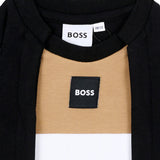 BOSS Kids Set Nascita 3 Pezzi Nero con Tutina, Cappellino e Bavaglino con Logo per Neonati