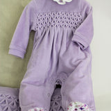 Minibanda Tutina Lilla con Decori e Ricami per Neonate