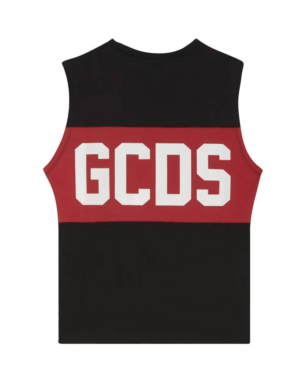 Gcds Kids Canotta Nero con Banda Rossa Logata Unisex