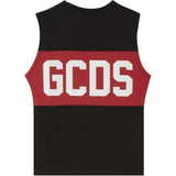 Gcds Kids Canotta Nero con Banda Rossa Logata Unisex