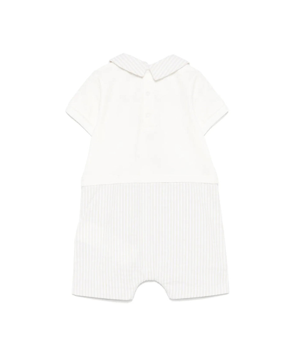 Moschino Kids Tutina a Righe Panna/Beige con Ricamo Teddy per Neonati