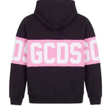 Gcds Kids Felpa Nero con Banda Rosa Logata per Bambine