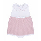 Marlù White/Sky Blue Romper with Embroidered Flowers for Newborn Girls