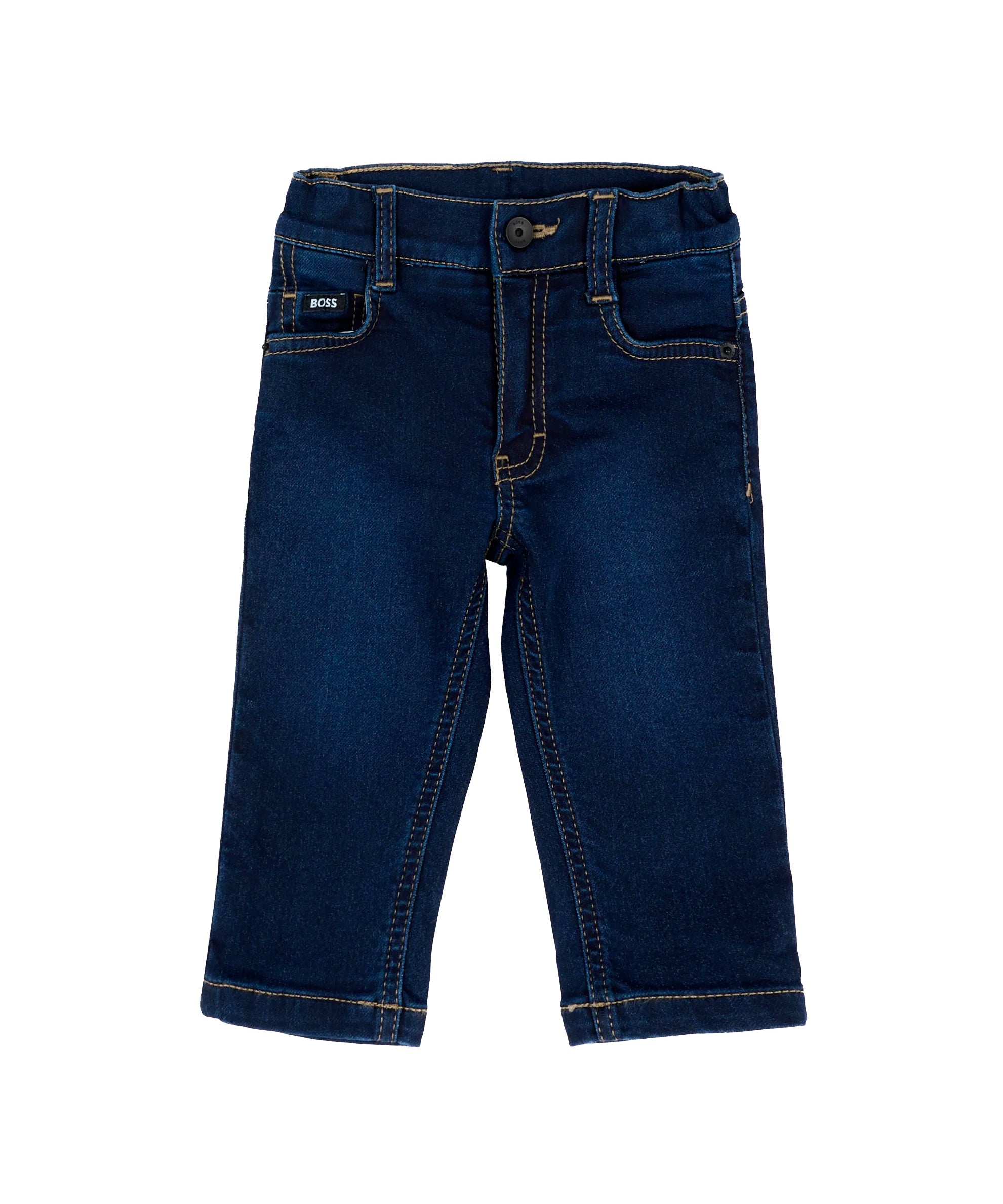 BOSS Kids Jeans Blu Scuro in Denim con Patch Logo per Neonati