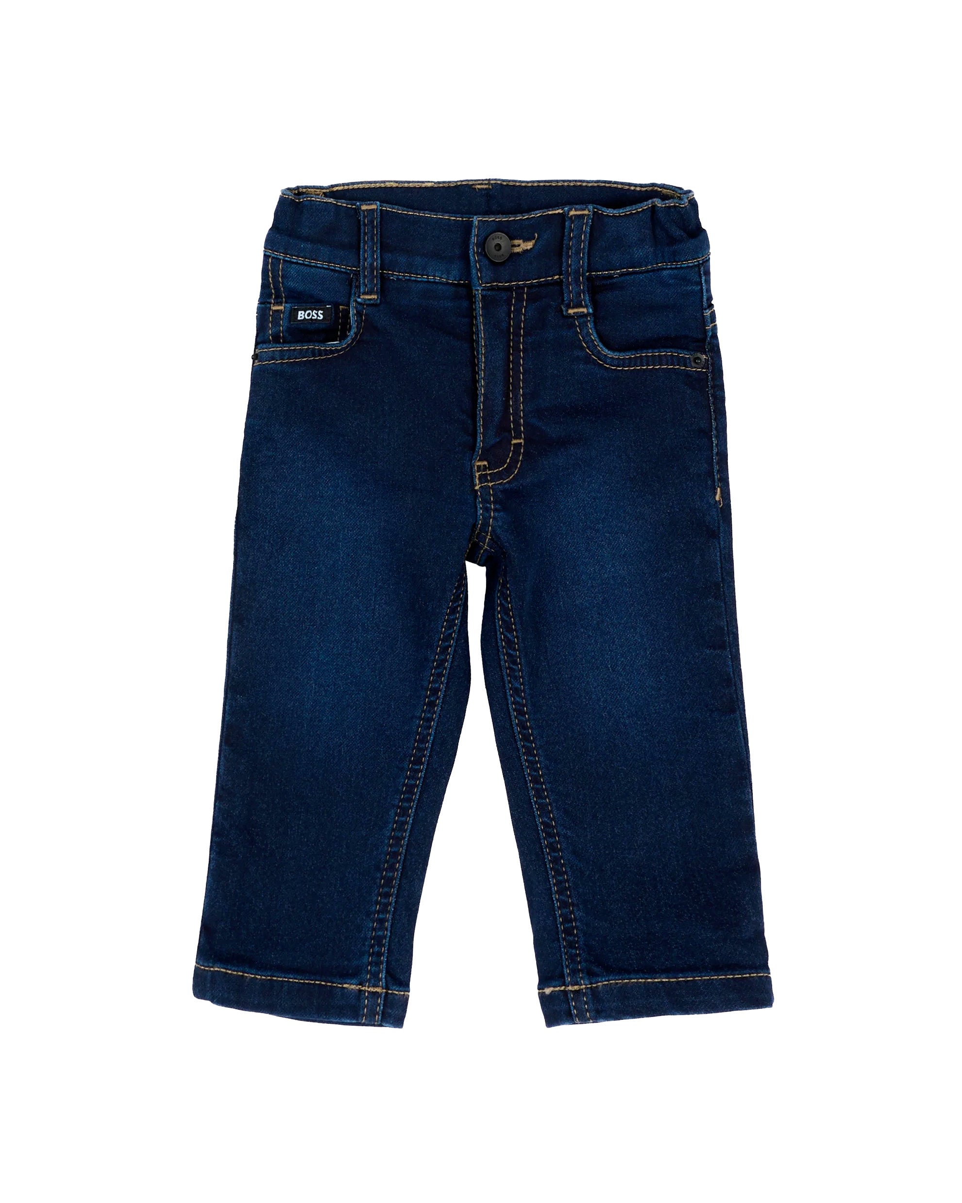 BOSS Kids Jeans Blu Scuro in Denim con Patch Logo per Neonati