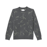 Calvin Klein Kids Maglione Grigio con Logo Monogram per Bambini