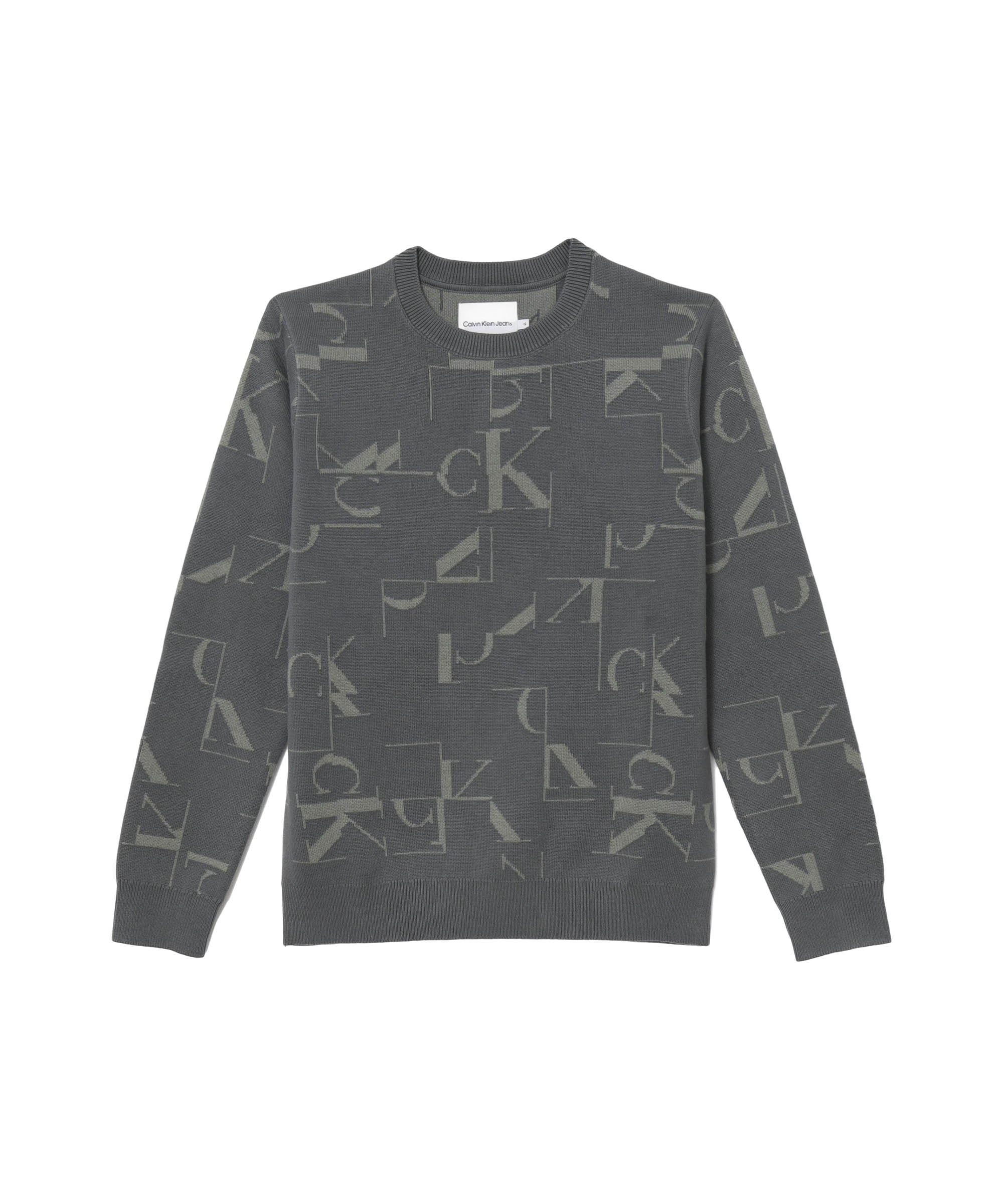 Calvin Klein Kids Maglione Grigio con Logo Monogram per Bambini