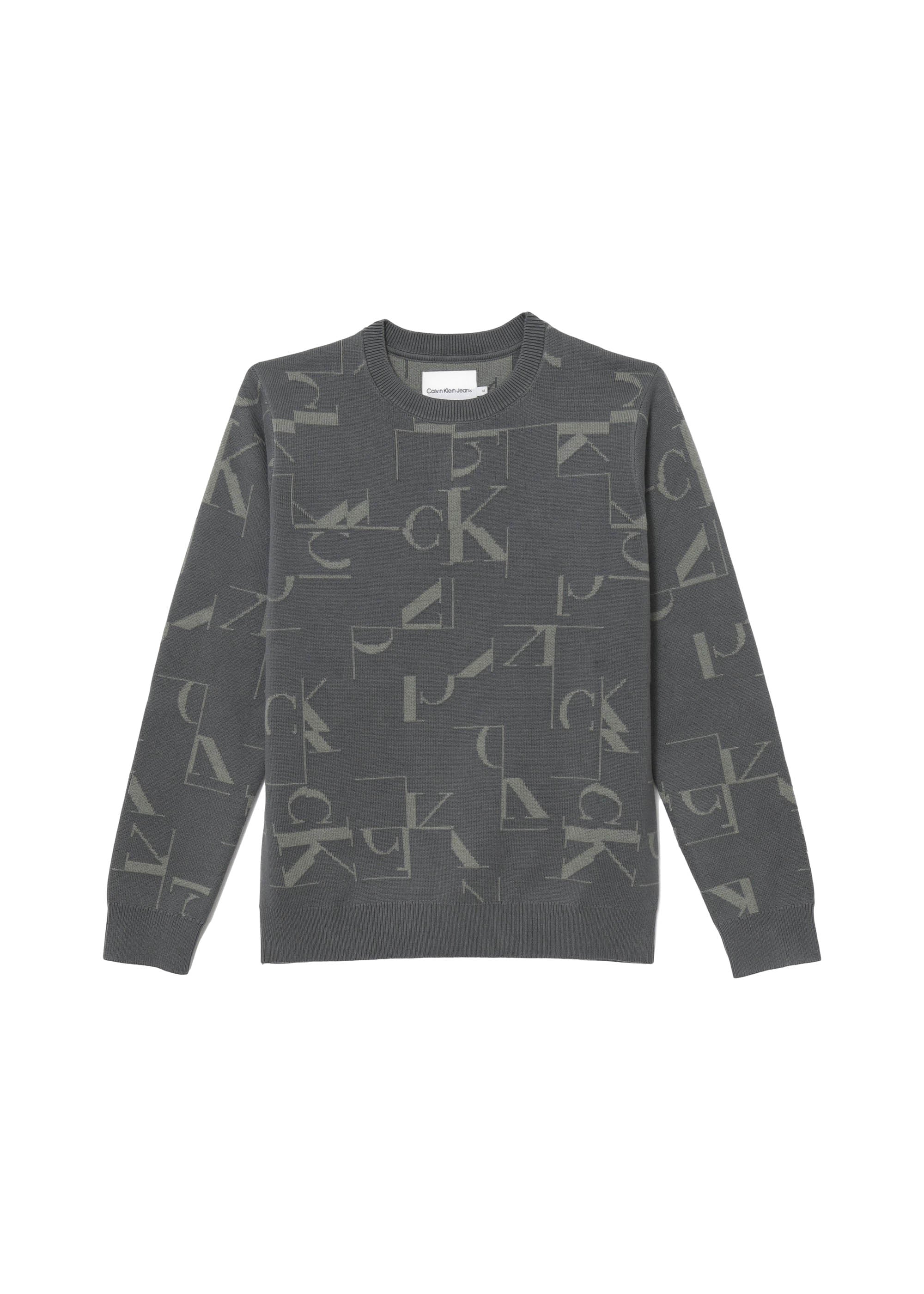 Calvin Klein Kids Maglione Grigio con Logo Monogram per Bambini