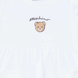 Moschino Kids Abito Bianco Con Logo Teddy Bear per Neonate