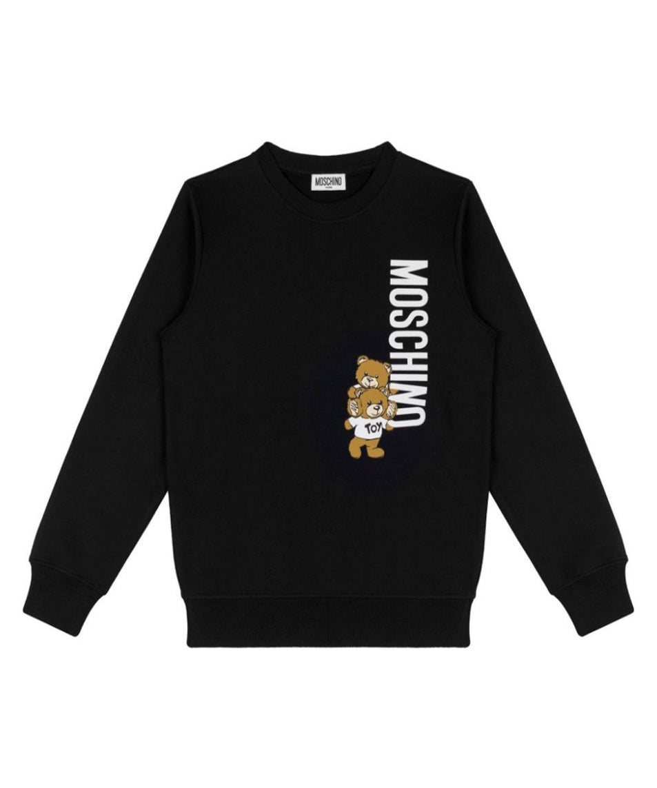 Moschino Kids Felpa Nera con Logo Teddy Bear per Bambini