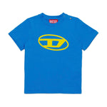 Diesel Kids T-Shirt Bluette con Logo Oval D per Neonati frontale