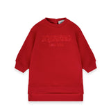 Iceberg Kids Abito Rosso Girocollo con Logo a Contrasto per Neonate