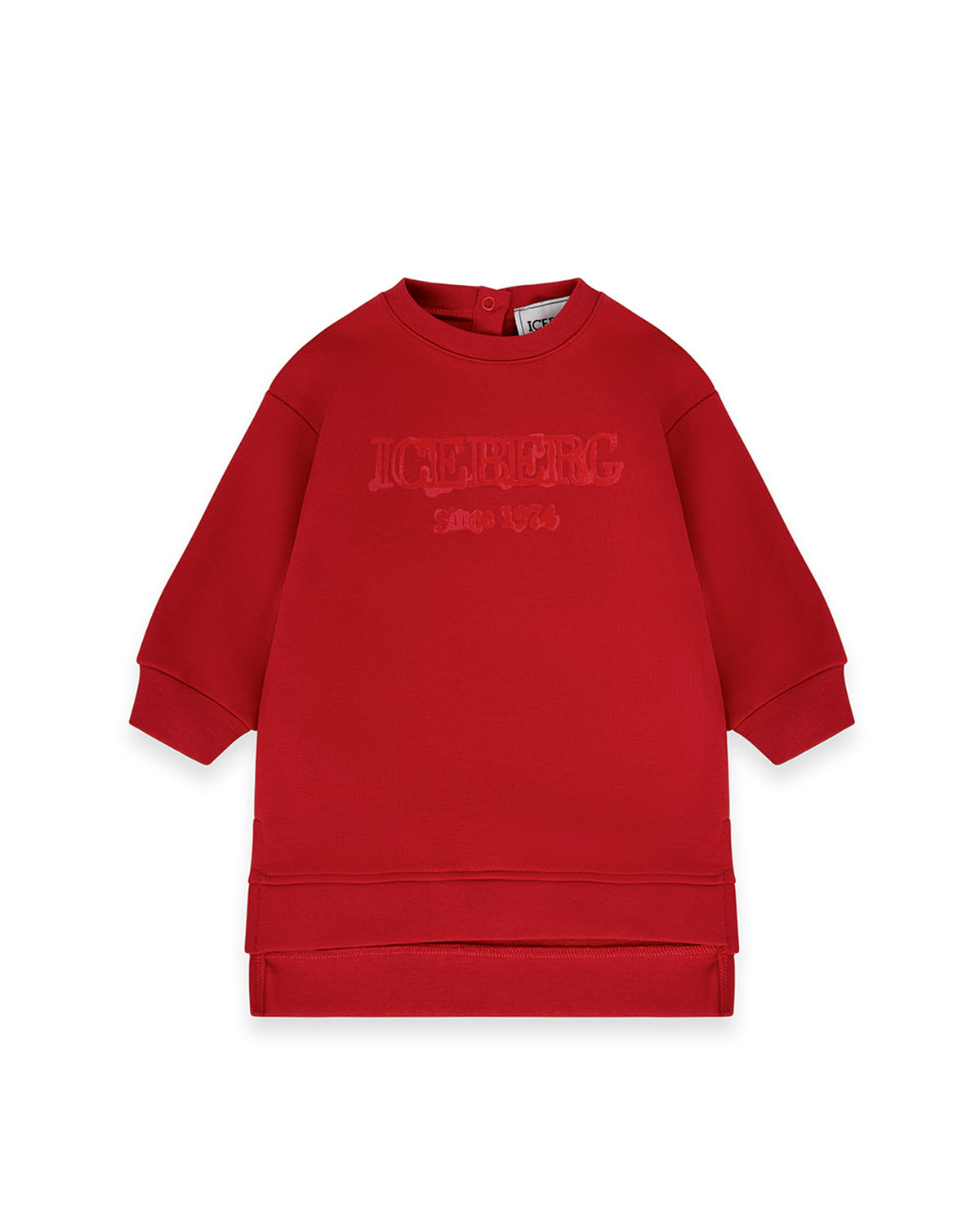 Iceberg Kids Abito Rosso Girocollo con Logo a Contrasto per Neonate