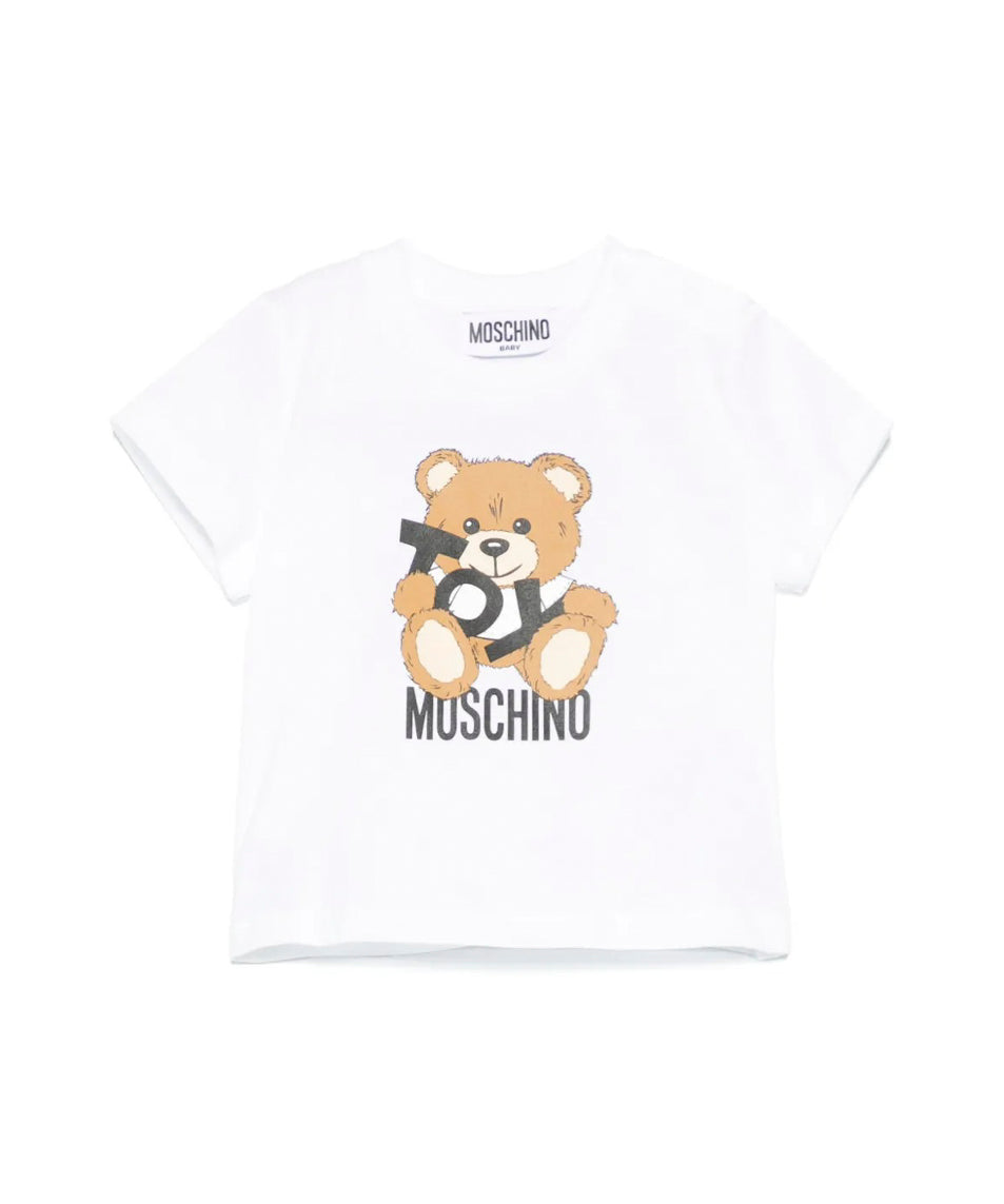 Moschino Kids T-shirt Bianca con Stampa Toy per Neonati