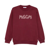 MSGM Kids Felpa Girocollo Borgogna con Logo per Bambini