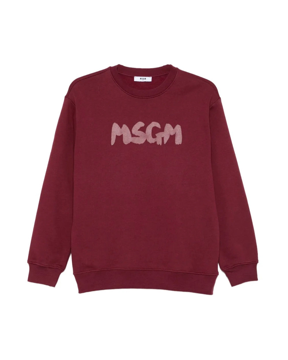 MSGM Kids Felpa Girocollo Borgogna con Logo per Bambini