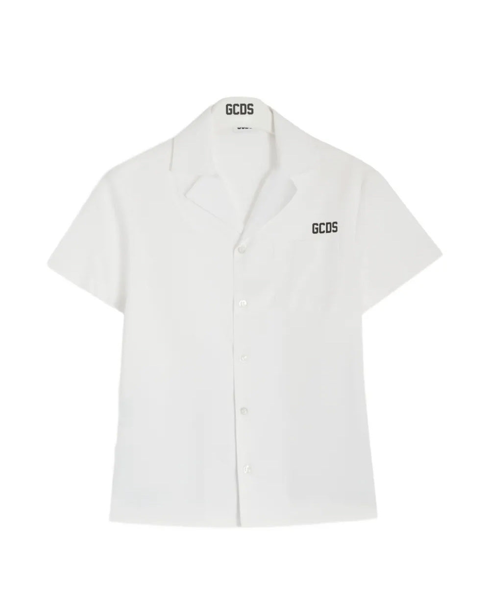 Gcds Kids Camicia Bianco con Logo Nero Bambini