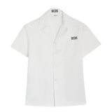 Gcds Kids Camicia Bianco con Logo Nero Bambini