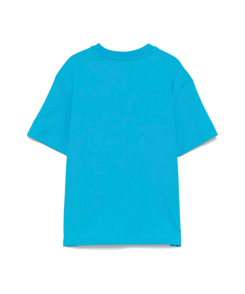MSGM Kids T-shirt Turchese con Banda Logo per Bambini retro