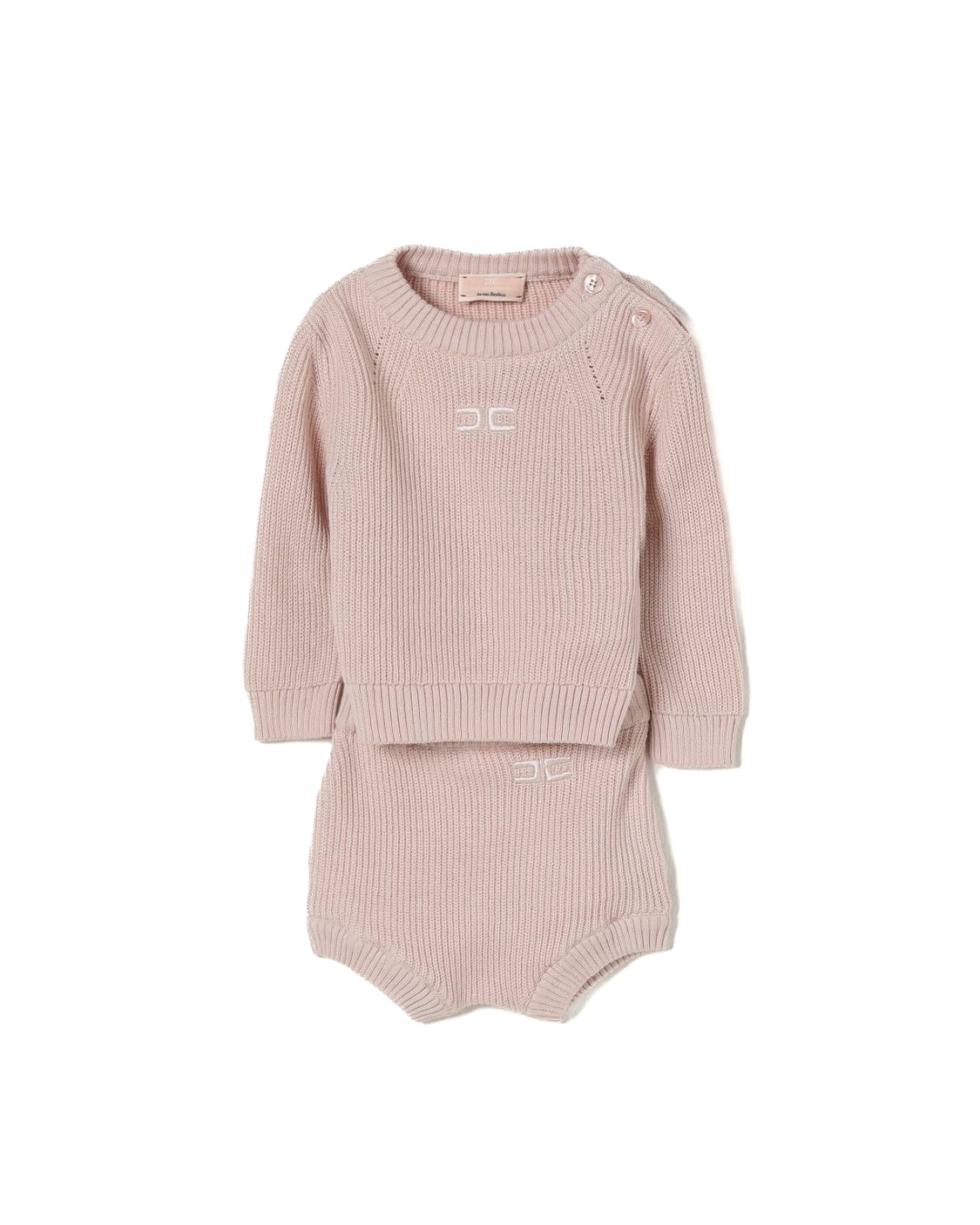 Elisabetta Franchi La Mia Bambina T-shirt con Culotta Rosa con Logo per Neonate