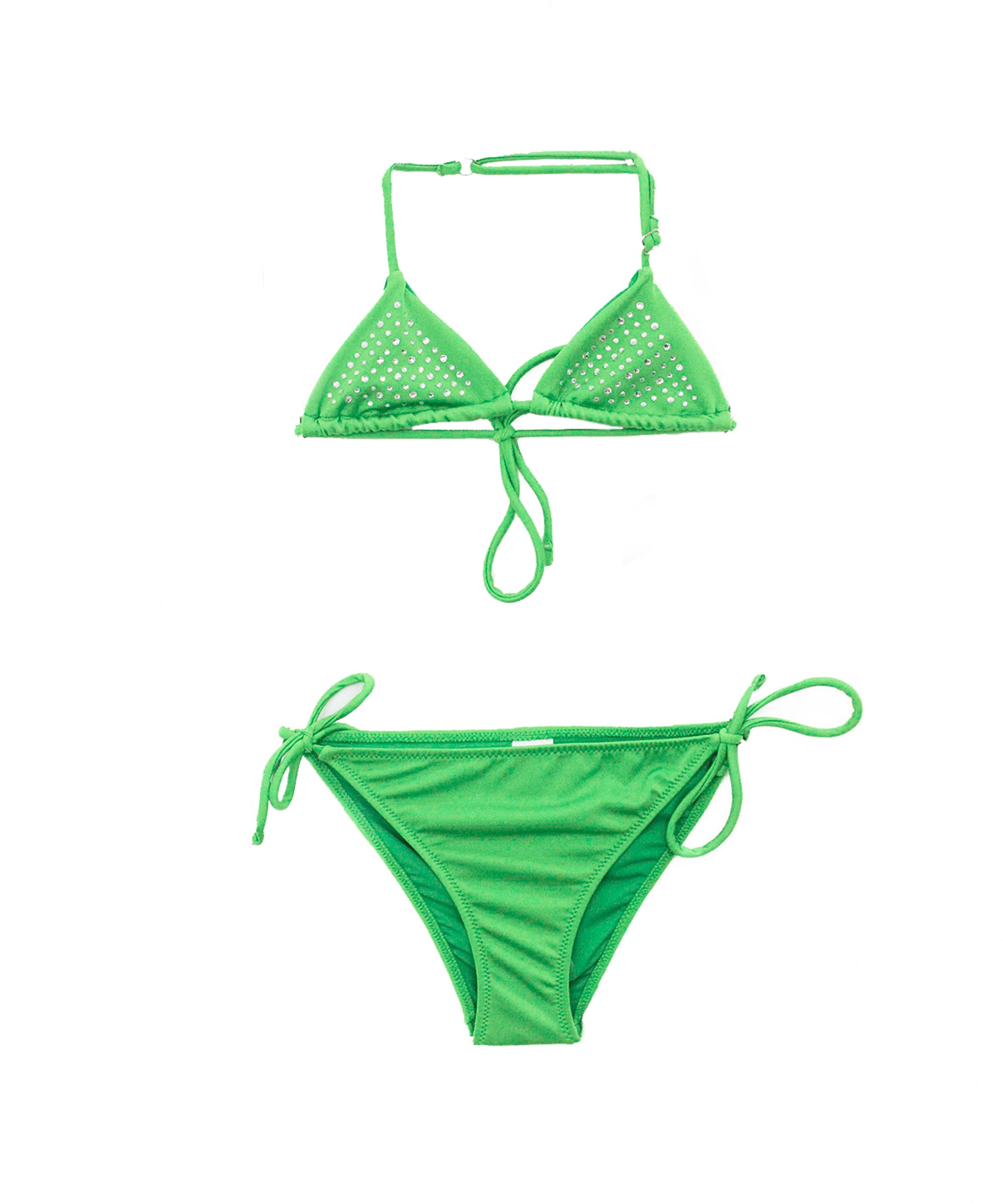 4GIVENESS Costume Bikini Verde con Strass per Bambine