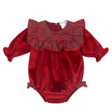 Deolinda Kids Pagliaccetto Rosso Fantasia Scozzese per Neonate