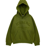 Iceberg Kids Felpa con Cappuccio Verde Con Scritta "Iceberg" per Bambini