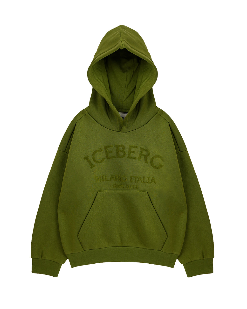 Iceberg Kids Felpa con Cappuccio Verde Con Scritta "Iceberg" per Bambini