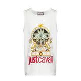 Just Cavalli Kids Canotta Bianca con Fantasia Logo per Bambini