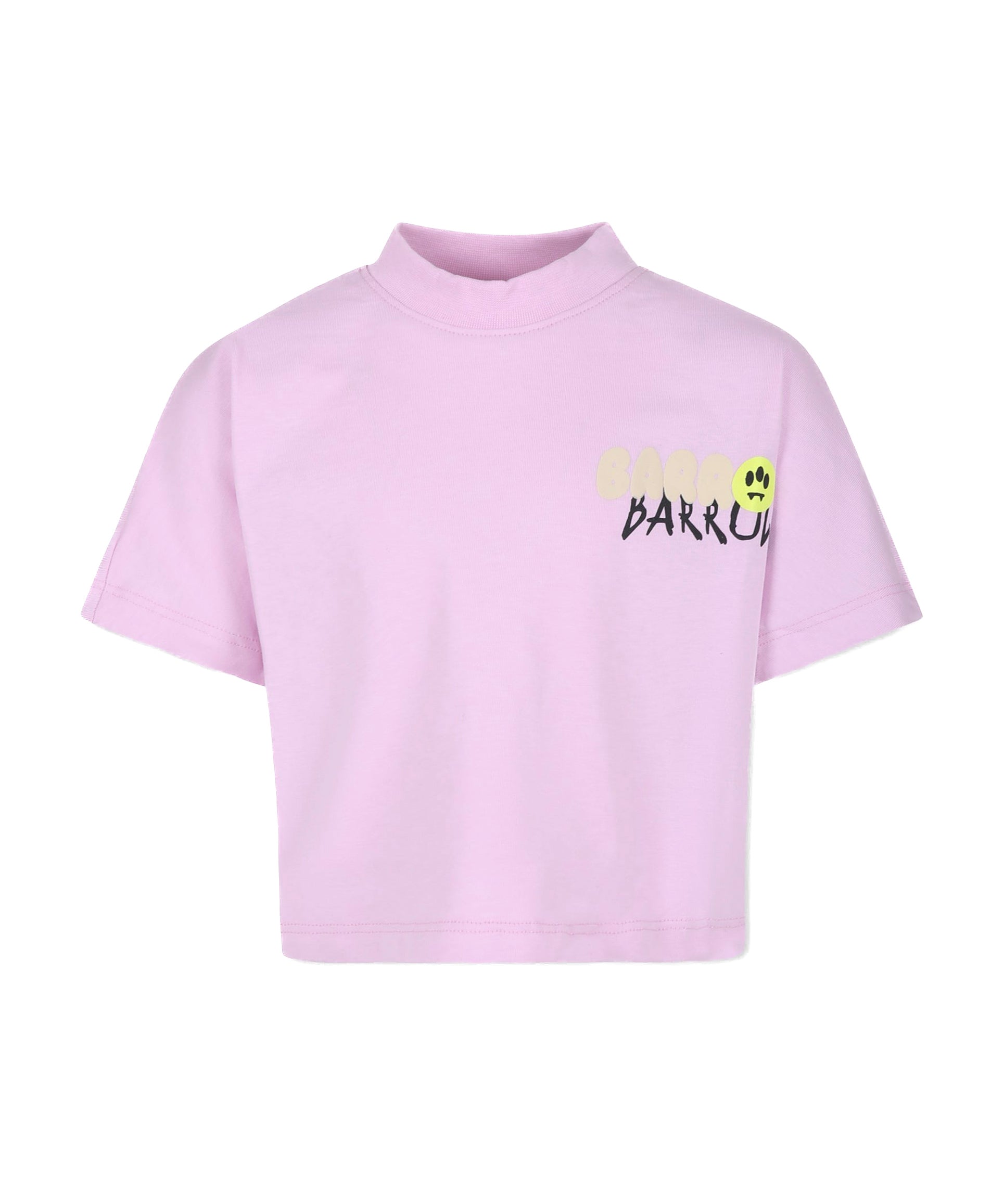 Barrow Kids T-shirt Crop Rosa con Stampa Logo per Bambine