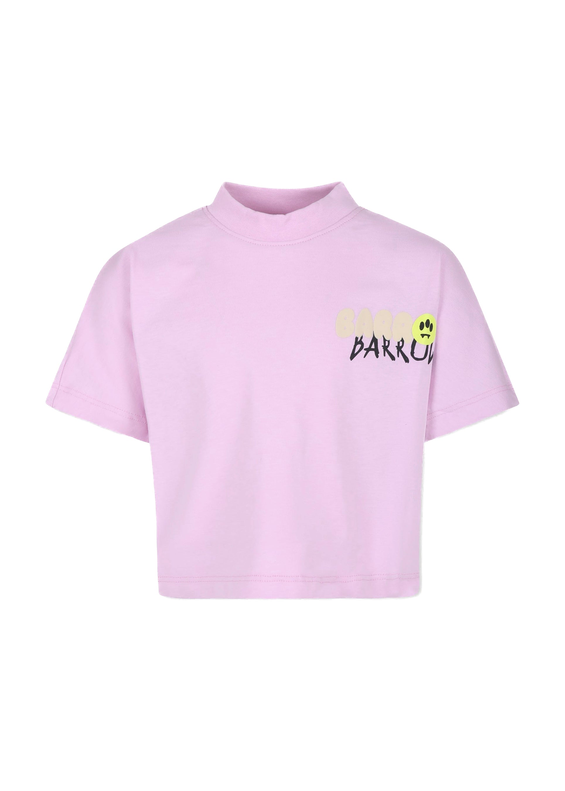 Barrow Kids T-shirt Crop Rosa con Stampa Logo per Bambine