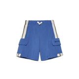 Palm Angels Kids Short Cargo Blu con Logo per Bambini